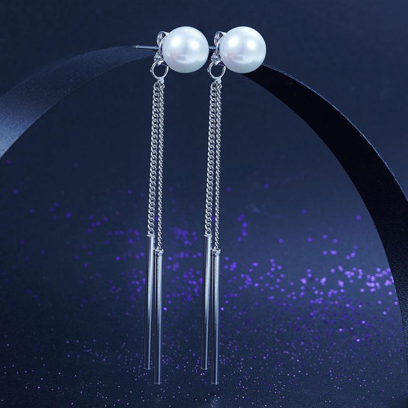 Drop Bridal Wedding 925 Sterling Silver Created Pearl Earrings Bridesmaid Jewelr