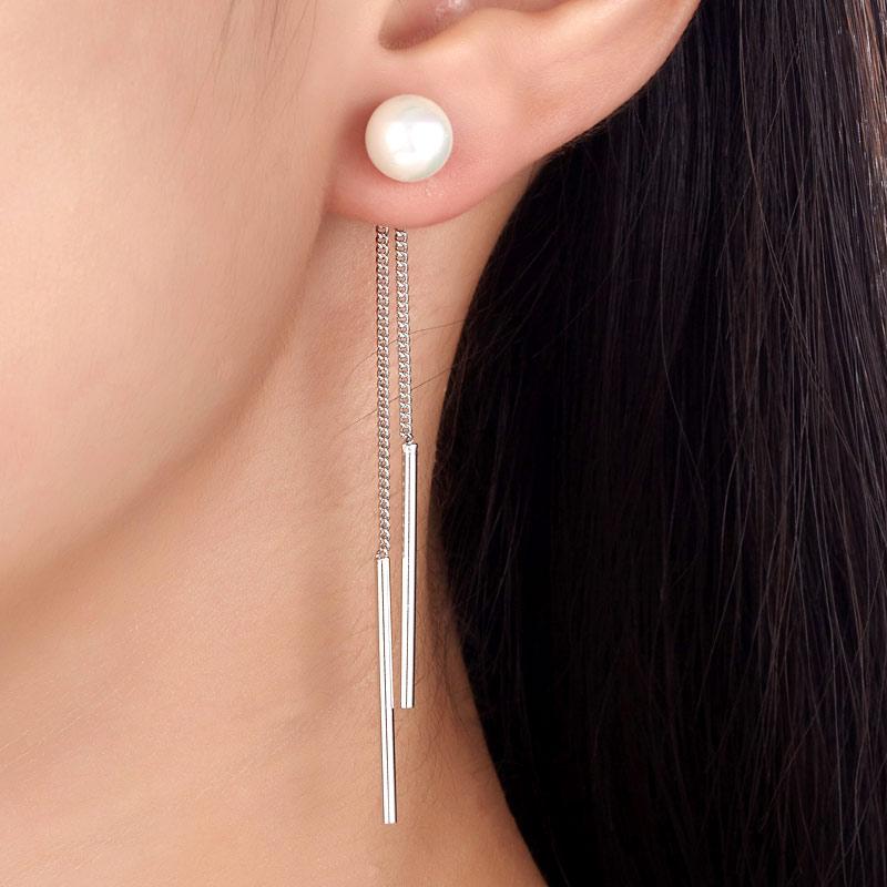 Drop Bridal Wedding 925 Sterling Silver Created Pearl Earrings Bridesmaid Jewelr