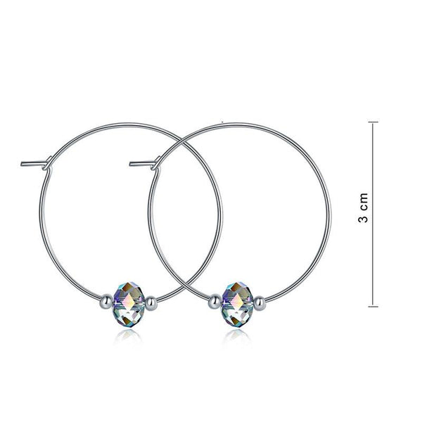 Top Quality 925 Sterling Silver Hoop Earrings AB Austrian Crystal Party Birthday