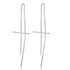 Load image into Gallery viewer, Dangle Drop Cross 925 Sterling Silver Earrings Long Elegant XFE8137