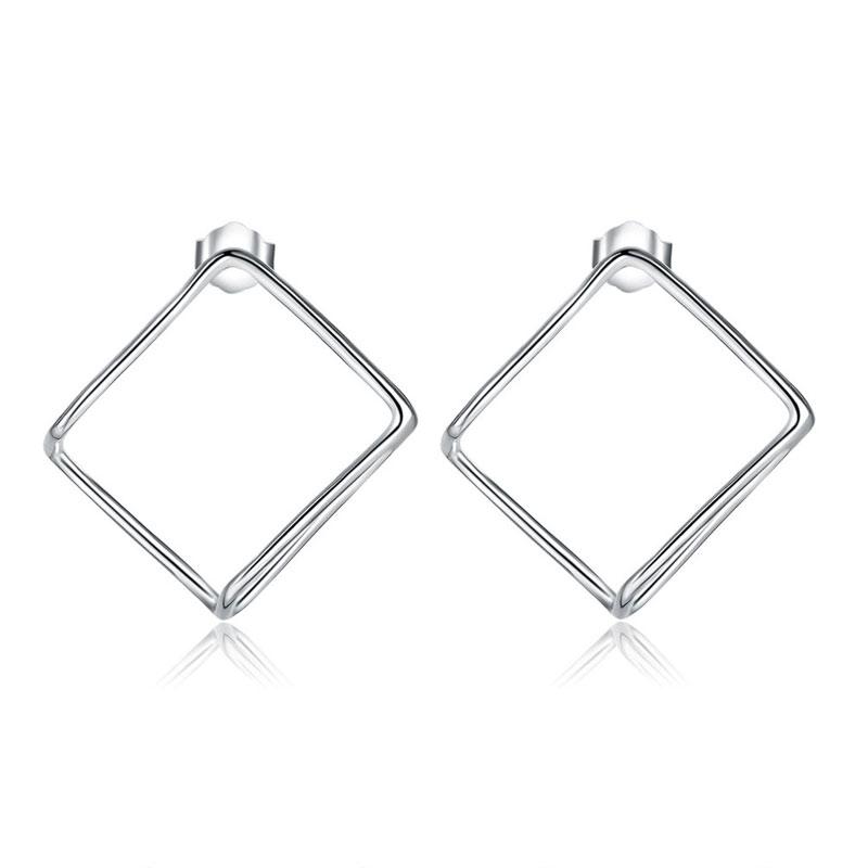 Cube Stud 925 Sterling Silver Earrings Fashion Stylish Jewelry XFE8138