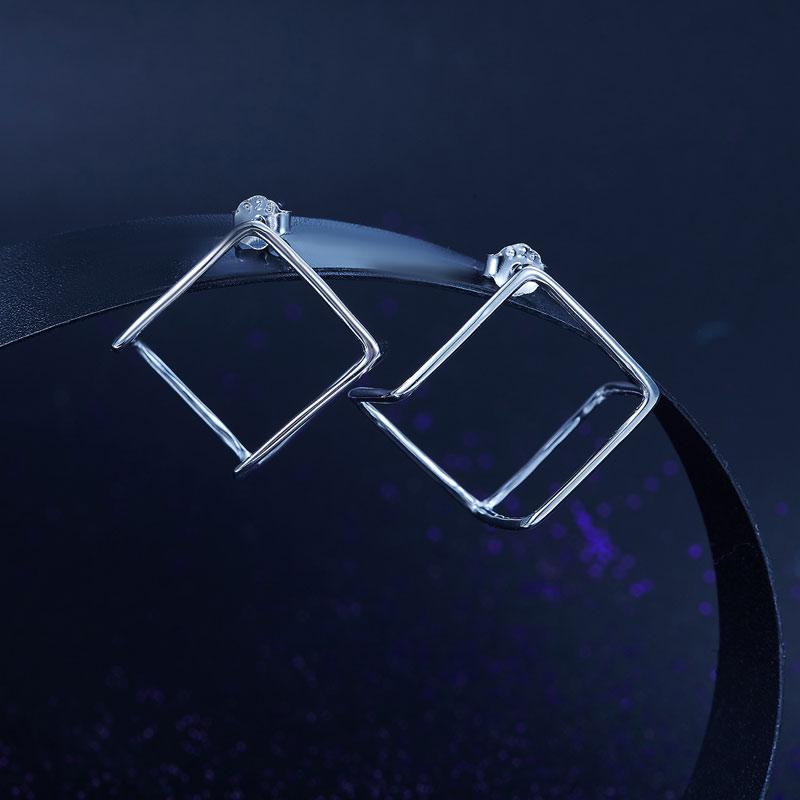Cube Stud 925 Sterling Silver Earrings Fashion Stylish Jewelry XFE8138
