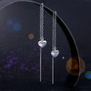 Load image into Gallery viewer, Dangle Drop Heart 925 Sterling Silver Earrings One line Long Elegant XFE8140