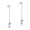 Load image into Gallery viewer, Solid 925 Sterling Silver Drop Dangle Ribbon AB Crystal Earrings