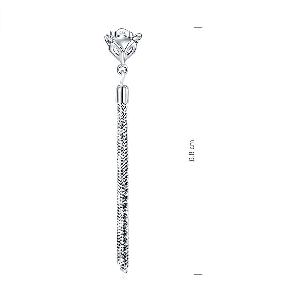 Solid 925 Sterling Silver Earrings Dangle Drop Fox Simple Elegant XFE8149