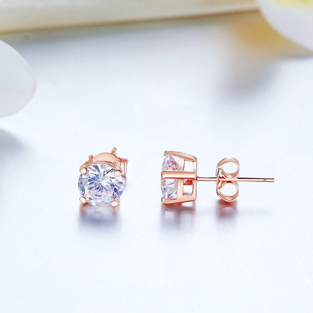 1 Carat Created Diamond Stud Earrings 925 Sterling Silver Rose Gold Plated  XFE8