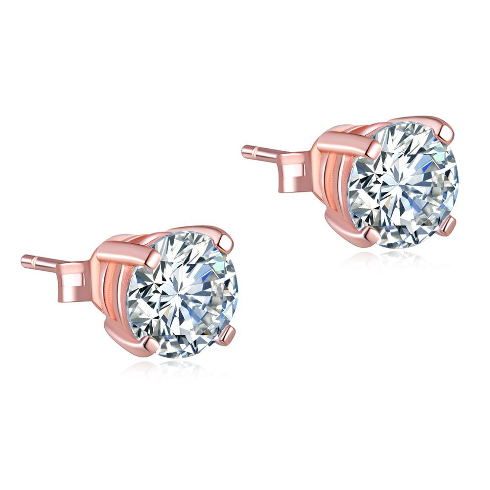 1 Carat Created Diamond Stud Earrings 925 Sterling Silver Rose Gold Plated  XFE8