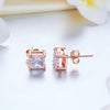 Load image into Gallery viewer, 1 Ct Princess Cut Created Diamond Stud Earrings 925 Sterling Silver Rose Gold Pl