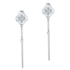Load image into Gallery viewer, Elegant Solid 925 Sterling Silver Earrings Dangle Flowers Created Diamonds XFE81