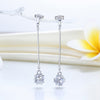 Load image into Gallery viewer, Elegant Solid 925 Sterling Silver Earrings Dangle Cube Created Diamonds