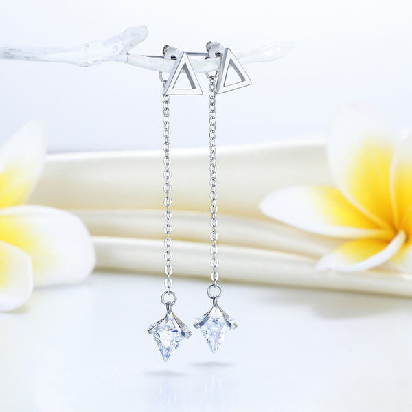 Solid 925 Sterling Silver Earrings Created Diamonds Fashion Bridal Bridesmaid Gi