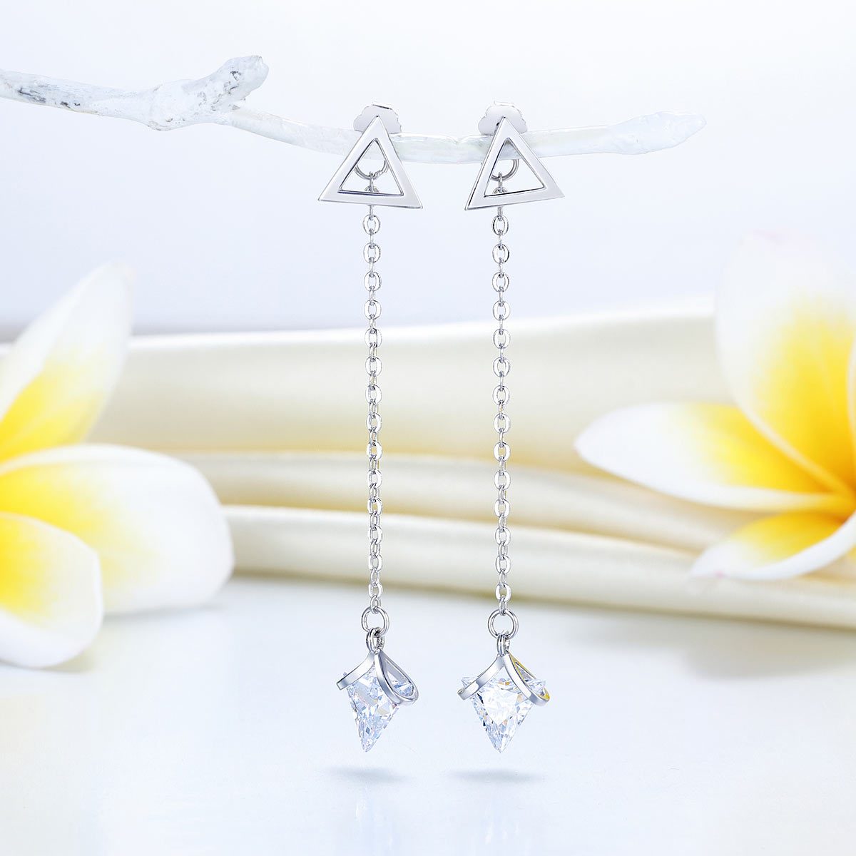 Solid 925 Sterling Silver Earrings Created Diamonds Fashion Bridal Bridesmaid Gi