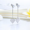 Load image into Gallery viewer, Dangle Heart Solid 925 Sterling Silver Earrings Evening / Fashion Bridal Bridesm
