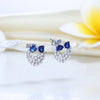Load image into Gallery viewer, Solid 925 Sterling Silver Stud Earrings Blue Created Diamonds