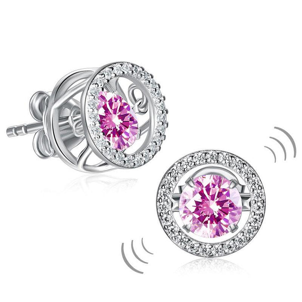Dancing Pink Stone Stud Earrings 925 Sterling Silver XFE8170