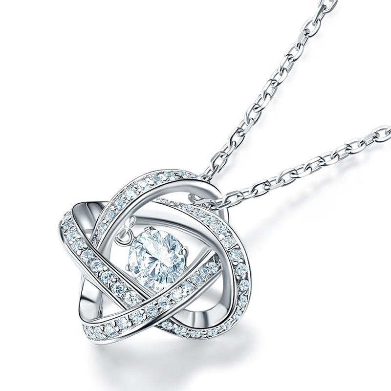 Dancing Stone Geometric Shape Pendant Necklace 925 Sterling Silver XFN8050