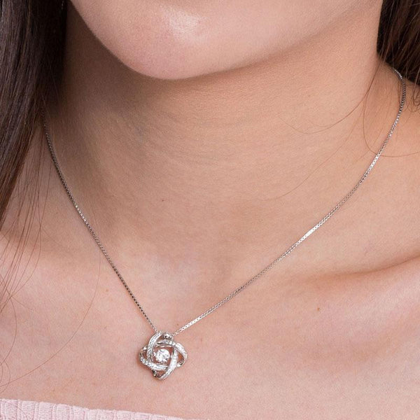 Dancing Stone Geometric Shape Pendant Necklace 925 Sterling Silver XFN8050