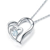 Load image into Gallery viewer, Dancing Stone Double Heart Pendant Necklace 925 Sterling Silver Good for Bridal