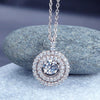 Load image into Gallery viewer, Dancing Stone Halo Pendant Necklace Solid 925 Sterling Silver XFN8057