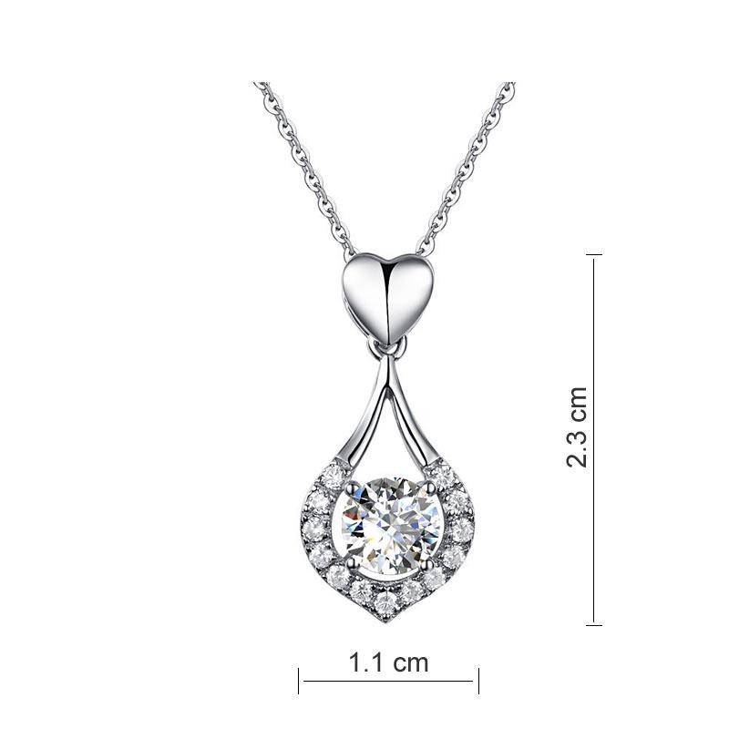 Heart Tear Drop Pendant Necklace 925 Sterling Silver Jewelry Created Diamond XFN
