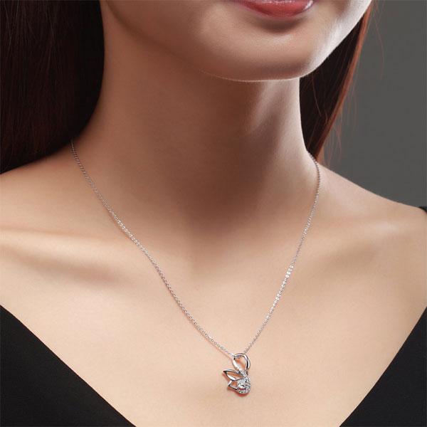 Swan Pendant Necklace 925 Sterling Silver Jewelry Created Diamond XFN8061