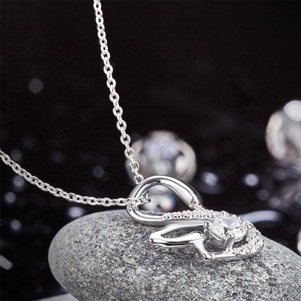 Swan Pendant Necklace 925 Sterling Silver Jewelry Created Diamond XFN8061