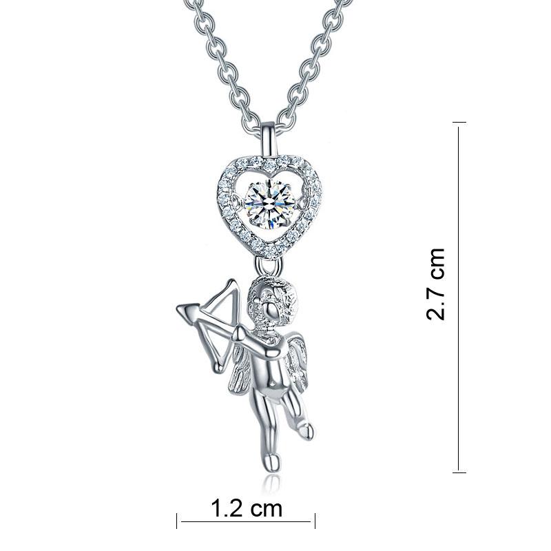 Love Angel Heart Dancing Stone Kids Girl Pendant Necklace 925 Sterling Silver Ch