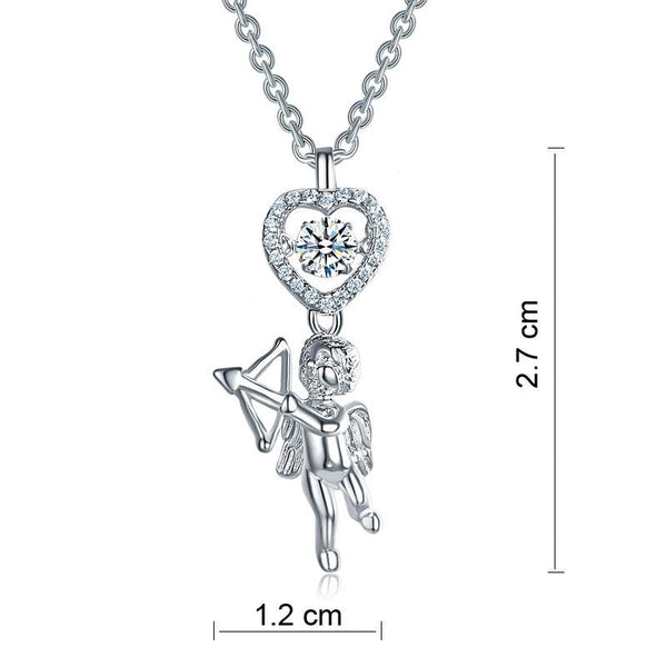 Love Angel Heart Dancing Stone Kids Girl Pendant Necklace 925 Sterling Silver Ch