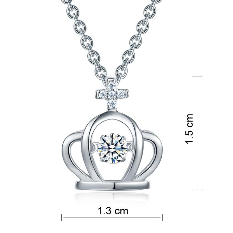 Crown Dancing Stone Kids Girl Pendant Necklace Solid 925 Sterling Silver Childre