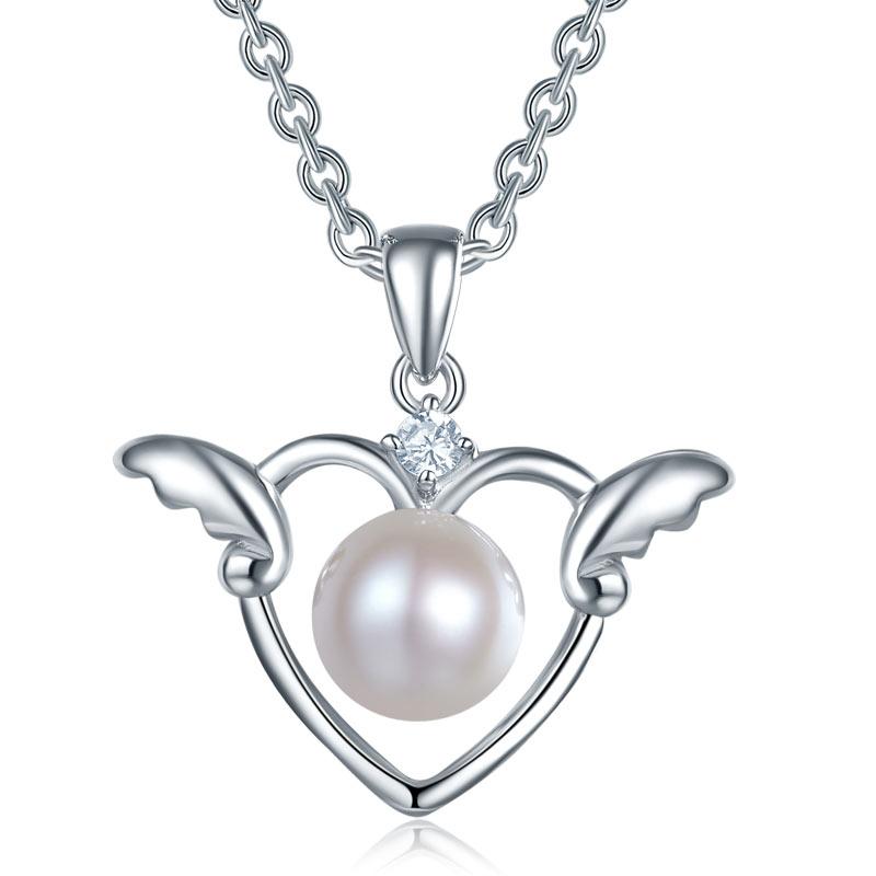 Kids Girl Angel Heart Pendant Necklace 925 Sterling Silver Children Jewelry XFN8