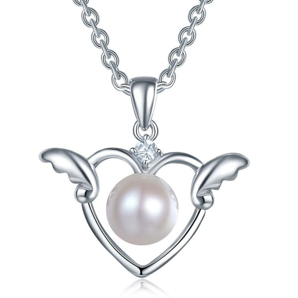 Kids Girl Angel Heart Pendant Necklace 925 Sterling Silver Children Jewelry XFN8