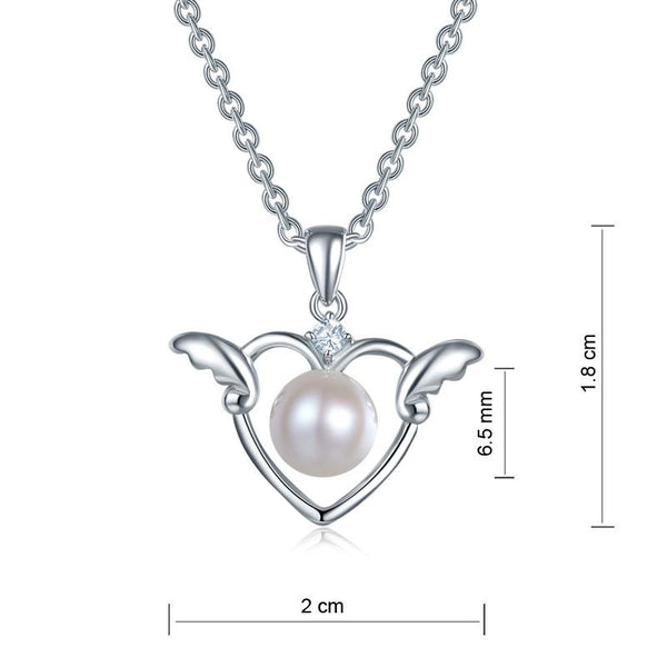 Kids Girl Angel Heart Pendant Necklace 925 Sterling Silver Children Jewelry XFN8
