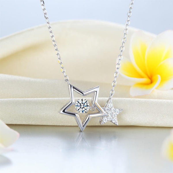 Dancing Stone Stars Necklace 925 Sterling Silver  XFN8090
