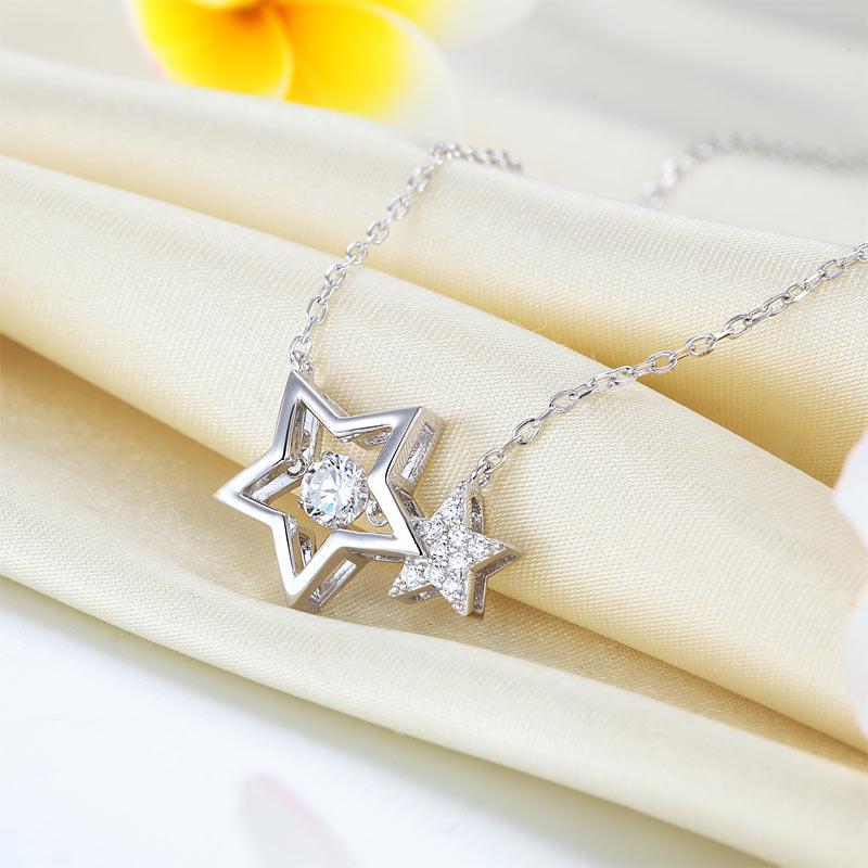 Dancing Stone Stars Necklace 925 Sterling Silver  XFN8090