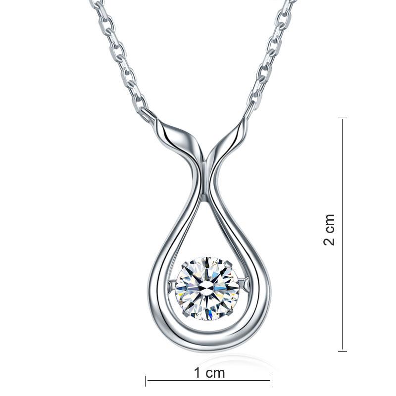 Dancing Stone Water Drop Necklace 925 Sterling Silver Simple Elegant XFN8091