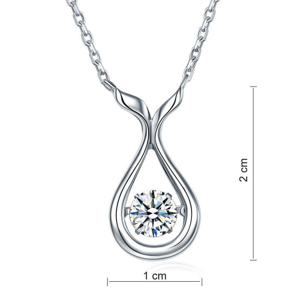 Dancing Stone Water Drop Necklace 925 Sterling Silver Simple Elegant XFN8091