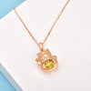 Load image into Gallery viewer, Lucky Cat Dancing Stone Pendant Necklace 925 Sterling Silver Rose Gold Plated XF