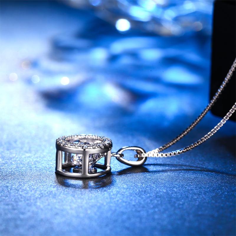 Dancing Stone Pendant Necklace 925 Sterling Silver XFN8099