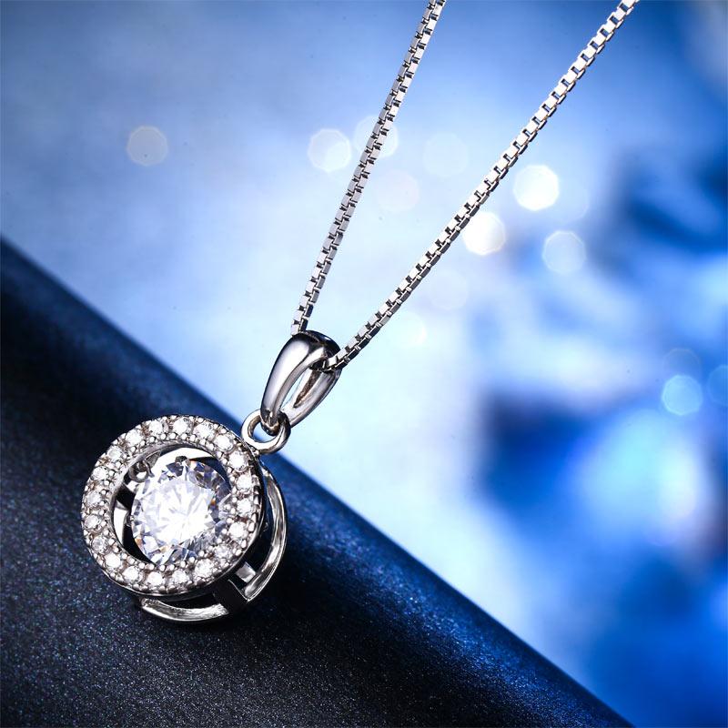 Dancing Stone Pendant Necklace 925 Sterling Silver XFN8099