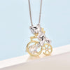 Load image into Gallery viewer, Bear Ride Bicycle Dancing Stone Pendant Necklace 925 Sterling Silver XFN8103