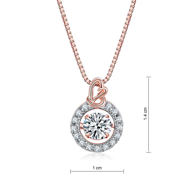 Dancing Stone Pendant Necklace Solid 925 Sterling Silver Rose Gold Plated