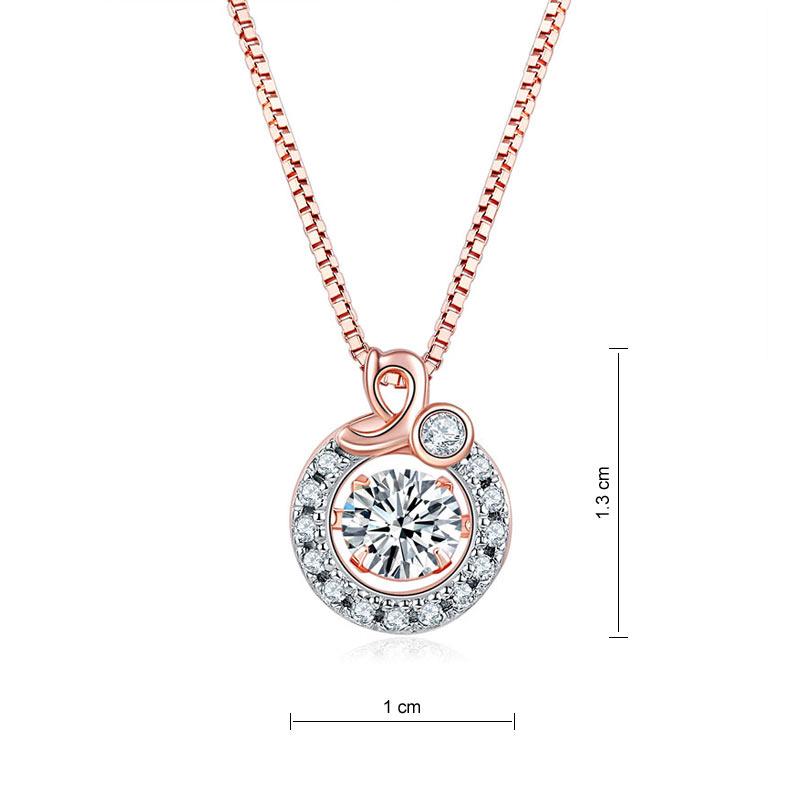 Dancing Stone Pendant Necklace Solid 925 Sterling Silver Rose Gold Plated