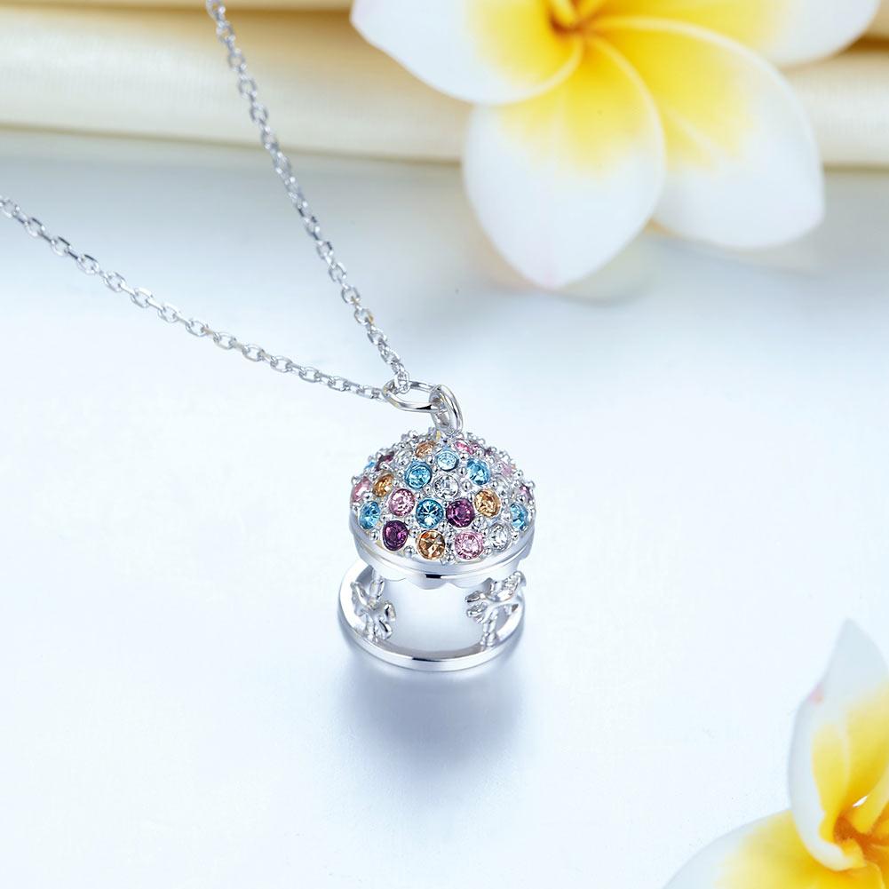 Multi-Color Merry-Go-Round Pendant Necklace Solid 925 Sterling Silver Jewelry