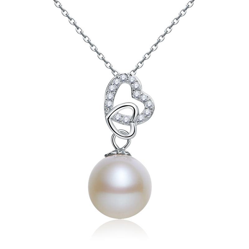 Fresh Water Pearl Heart Necklace 925 Sterling Silver XFN8119