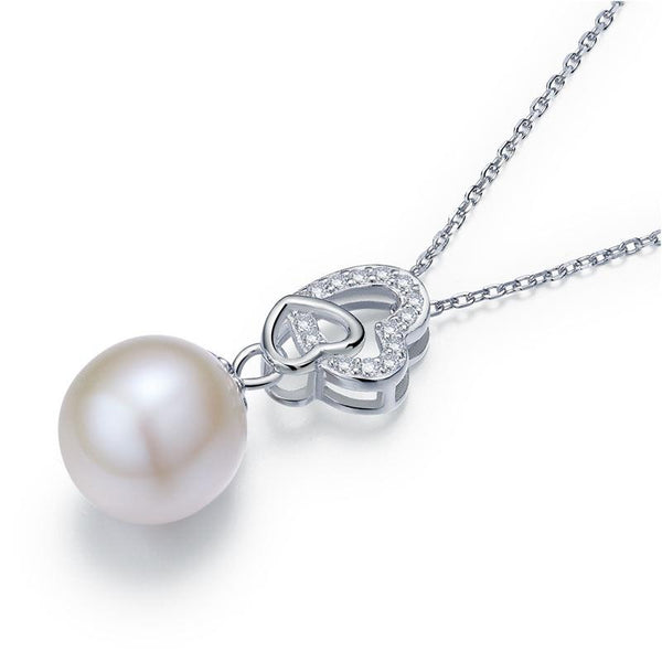 Fresh Water Pearl Heart Necklace 925 Sterling Silver XFN8119