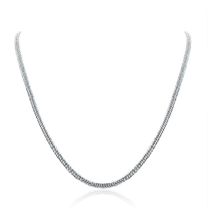 Men's Silver Necklace 990 Pure Silver Cuban Link Chain XFN8133