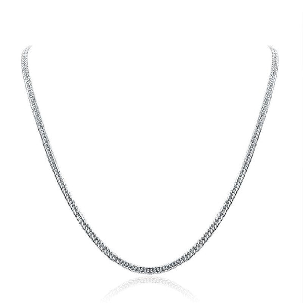 Men's Silver Necklace 990 Pure Silver Cuban Link Chain XFN8133