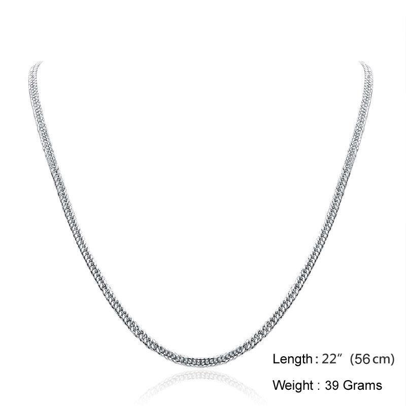 Men's Silver Necklace 990 Pure Silver Cuban Link Chain XFN8133