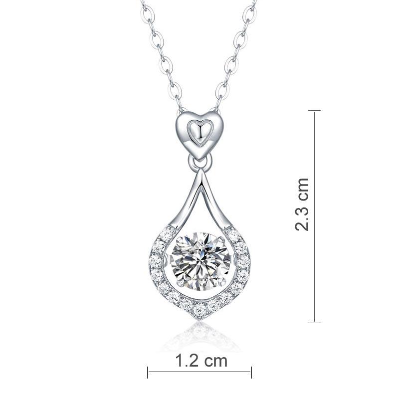 1 Carat Moissanite Diamond Dancing Stone Tear Drop Necklace 925 Sterling Silver XFN8136