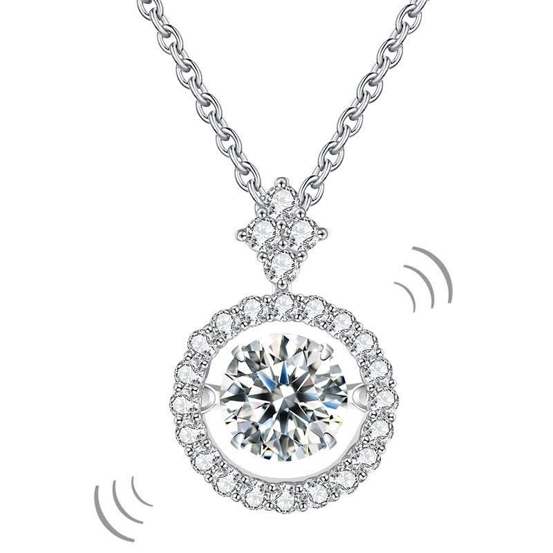 1 Carat Moissanite Diamond Dancing Stone Necklace 925 Sterling Silver XFN8137
